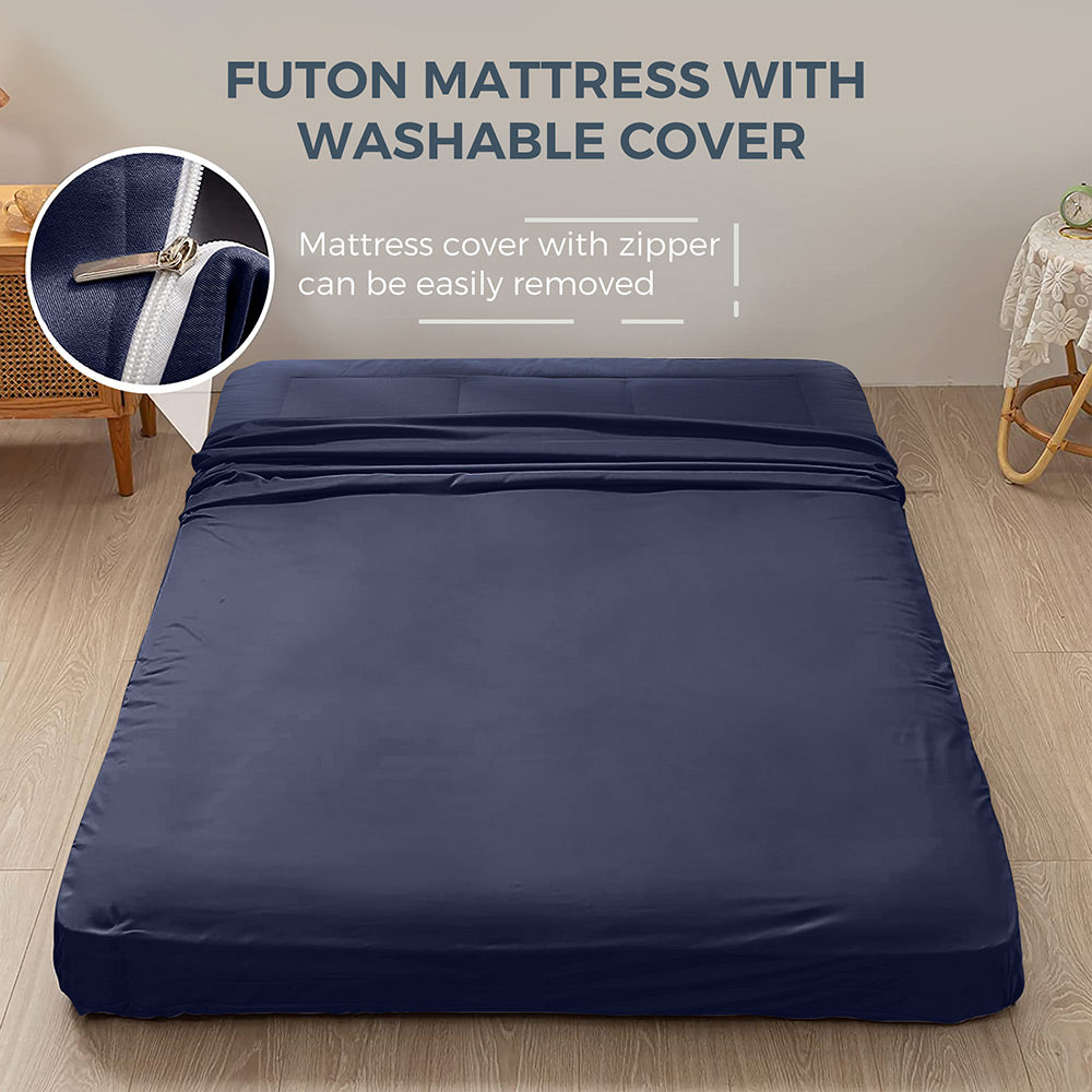 MAXYOYO Padded Japanese Floor Mattress, Portable Floor Futon Mattress, Navy