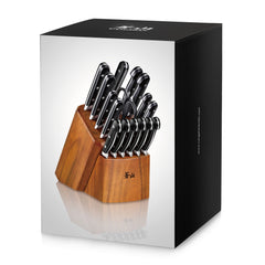 TV2 Series 17-Piece Knife Block Set, Forged Swedish 14C28N Steel, Acacia Block, 1023053