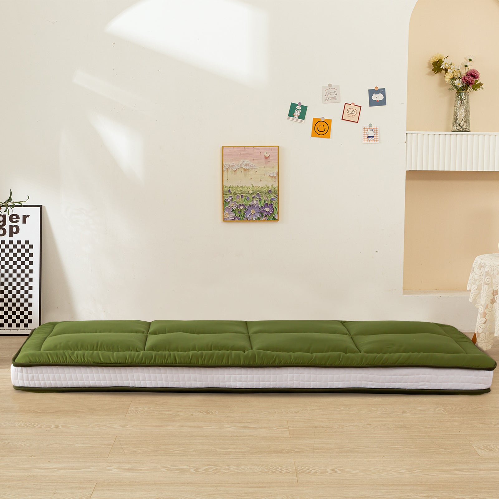 MAXYOYO Padded Japanese Floor Mattress, Green Foldable Roll Up Futon Mattress