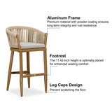 PURPLE LEAF Counter Stools Bar Stools Rattan Bar Stools Wicker Bar Chairs Woven Aluminum Barstools with Back and Cushions