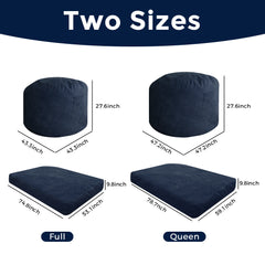 MAXYOYO 4ft Convertible Bean Bag Bed, Corduroy Huge Bean Bag Bed Full, Navy