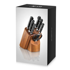 TV2 Series 8-Piece Knife Block Set, Forged Swedish 14C28N Steel, Acacia Block, 1023039