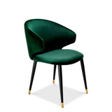 Dining Chair Volante with arm
Roche dark green velvet | black & gold finish legs