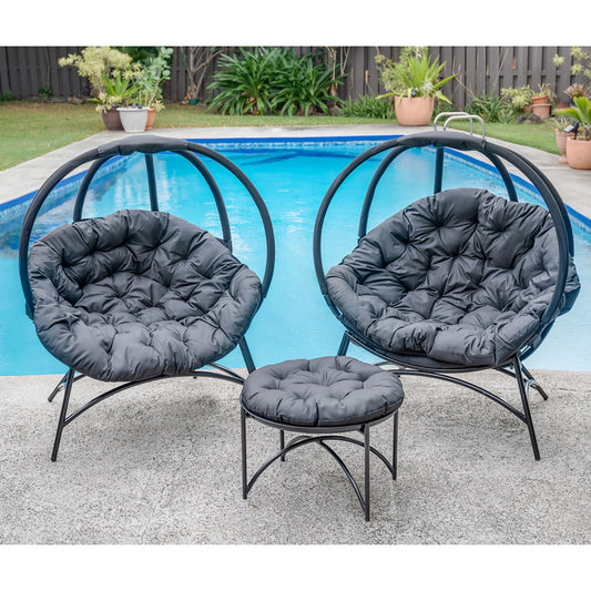 Cozy Ball Chair Conversation Set in Overland Black