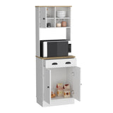 Albany Kitchen Pantry with 3-Doors Cabinet and Drawer, White / Macadamia Finish
