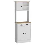 Albany Kitchen Pantry with 3-Doors Cabinet and Drawer, White / Macadamia Finish