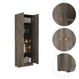 Tuhome Lambardi Tall Multistorage Cabinet with Double Door Design, Five Deep Interior Shelves, Freestanding Vertical Storage Solution for Kitchens, Laundry Rooms, Bedrooms or Utility Areas to Maximize Home Organization