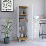 Tuhome Pamplona Microwave Tall Cabinet with Spacious Counter Surface, Multiple Storage Shelves, Upper and Lower Double Door Cabinets, Integrated Cable Management and Large Vertical Design for Modern Kitchens