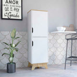 Tuhome Pamplona Microwave Tall Cabinet with Spacious Counter Surface, Multiple Storage Shelves, Upper and Lower Double Door Cabinets, Integrated Cable Management and Large Vertical Design for Modern Kitchens