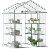 Outsunny Walk-in Greenhouse, 5' x 5' x 6', Hot House with 3-Tier Shelving, Roll-Up Door, for Outdoor & Garden