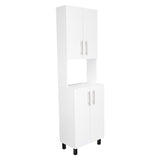 Linden 76.8" Tall Kitchen Pantry Cabinet with Hutch, Two Double Door Cabinets, Five Shelves, Microwave Storage Shelf, Modern Multi-Purpose Pantry for Kitchen, Garage, Laundry Room & Home Organization