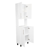 Linden 76.8" Tall Kitchen Pantry Cabinet with Hutch, Two Double Door Cabinets, Five Shelves, Microwave Storage Shelf, Modern Multi-Purpose Pantry for Kitchen, Garage, Laundry Room & Home Organization