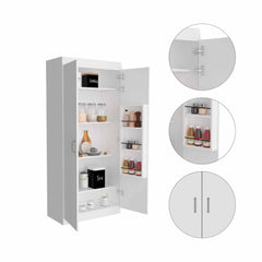 Chad Pantry Double Door Cabinet, Five Shelves, Three Interior Door Shelves