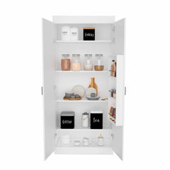 Chad Pantry Double Door Cabinet, Five Shelves, Three Interior Door Shelves