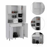Tuhome Della 90 Kitchen Pantry with One Drawer, Multiple Cabinets, Two Open Shelves, Modern Design for Kitchen Organization