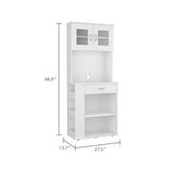 Tuhome Capienza Pantry Cabinet with Double Door Hutch, Spacious Drawer, Multi-Level Storage, Side Spice Shelves, Cable Management, Modern Kitchen Organizer for Small Appliances and Everyday Essentials