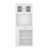 Tuhome Capienza Pantry Cabinet with Double Door Hutch, Spacious Drawer, Multi-Level Storage, Side Spice Shelves, Cable Management, Modern Kitchen Organizer for Small Appliances and Everyday Essentials