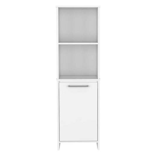 Tuhome Eiffel Kitchen Pantry with Two Open Shelves, Single-Door Cabinet, Multi-Level Interior Storage, Modern Space-Saving Kitchen Organizer for Small Appliances, Pantry Essentials, and Everyday Home Organization