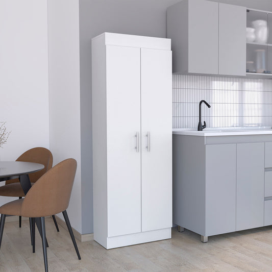 TUHOME Nepal Pantry Cabinet with Two-Door Vertical Storage, Five Spacious Interior Shelves, Easy-Access Handles, Space-Efficient Design for Organizing Groceries, Kitchenware and Everyday Essentials in Modern Kitchens