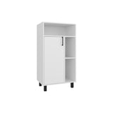 Bryce Base Cabinet, Compact Organizer with One Door, Multiple Open Shelves, and Top Display Space, Modern Freestanding Storage Cabinet for Books, Accessories, and Everyday Essentials, Ideal for Small Rooms