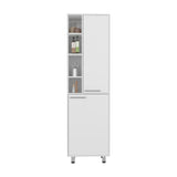 TUHOME Burton Kitchen Pantry with Two Doors, Adjustable Interior Shelves and Side Storage Compartments, Compact Organization Cabinet for Food, Supplies and Small Appliances, Space-Saving Solution for Modern Home Kitchens