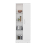 TUHOME Austin Storage Broom Closet with Magnetic-Closure Doors, Tall Multi-Purpose Utility Cabinet for Cleaning Supplies, Durable Engineered Wood Construction and Space-Saving Design