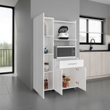 Pantress Complete Kitchen Pantry and Microwave Cabinet with One Door Side Kitchen Storage Cabinet, Compact Countertop, One Drawer, One Small Cabinet and, One Open Shelf