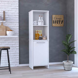Eiffel Kitchen Pantry, Two External Shelves, Single Door Cabinet, Two Interior Shelves White