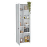 Hoyt Kitchen Pantry Storage Cabinet with Five Interior Shelves, Five Exterior Compartments, Multi-Tier Organization System for Food, Cookware and Household Essentials, Modern Space-Saving Design for Home Kitchens