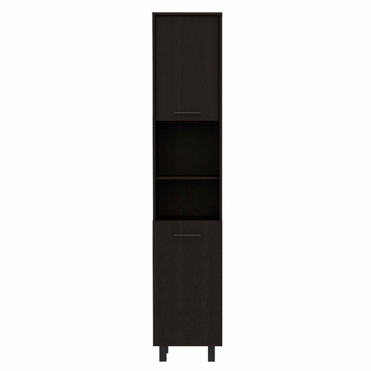 Tuhome Hobart Pantry with Four Legs, Two Cabinets, Two Open Shelves, Adjustable Legs, Modern Storage Solution for Kitchen
