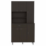 Tuhome Della 90 Kitchen Pantry with One Drawer, Multiple Cabinets, Two Open Shelves, Modern Design for Kitchen Organization