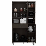 Tuhome Della 90 Kitchen Pantry with One Drawer, Multiple Cabinets, Two Open Shelves, Modern Design for Kitchen Organization