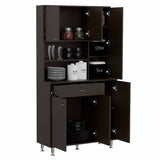 Tuhome Della 90 Kitchen Pantry with One Drawer, Multiple Cabinets, Two Open Shelves, Modern Design for Kitchen Organization