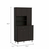 Tuhome Della 90 Kitchen Pantry with One Drawer, Multiple Cabinets, Two Open Shelves, Modern Design for Kitchen Organization