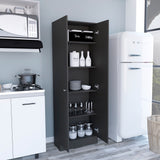 Tuhome Lambardi Tall Multistorage Cabinet with Double Door Design, Five Deep Interior Shelves, Freestanding Vertical Storage Solution for Kitchens, Laundry Rooms, Bedrooms or Utility Areas to Maximize Home Organization