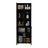 TUHOME Konik 67-Inch High Storage Cabinet Kitchen Pantry with Three Interior Doors, Three Exterior Shelves, Space-Saving Vertical Organization for Food, Utensils and Household Essentials, Modern Multi-Use Storage Unit