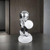 Lighted Astronaut Sculpture // Black & Silver Small