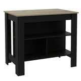Tuhome Cala Kitchen Island with Spacious Tabletop, Three Open Storage Shelves, Four Sturdy Legs and Comfortable Meal Prep Workstation Design for Modern, Functional and Organized Everyday Culinary Spaces