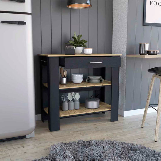 Tuhome Cala Kitchen Island 40 with Two Shelves, One Drawer, Four Legs, Modern and Functional Storage for Kitchen