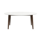 Ada Mid Century Modern Style Solid Wood White Top Oval Dining Table