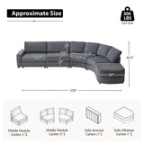 Aeris 138" Modern Curved Sectional Couch & Sofa With Curved Aesthetic