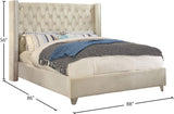 Aiden Velvet Bed - Elegant Wing Design with Deep Tufting, Chrome Nailheads & Solid Wood Frame