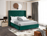Aiden Velvet Bed - Elegant Wing Design with Deep Tufting, Chrome Nailheads & Solid Wood Frame