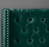 Aiden Velvet Bed - Elegant Wing Design with Deep Tufting, Chrome Nailheads & Solid Wood Frame
