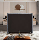 Aiden Velvet Bed - Elegant Wing Design with Deep Tufting, Chrome Nailheads & Solid Wood Frame