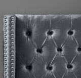 Aiden Velvet Bed - Elegant Wing Design with Deep Tufting, Chrome Nailheads & Solid Wood Frame