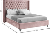 Aiden Velvet Bed - Elegant Wing Design with Deep Tufting, Chrome Nailheads & Solid Wood Frame