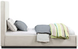 Alfie Bed - Luxurious Linen Upholstered Full Bed with Tall Headboard and Solid Wood Base Design
