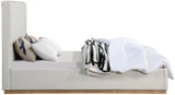 Alfie Bed - Luxurious Linen Upholstered Full Bed with Tall Headboard and Solid Wood Base Design
