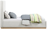 Alfie Bed - Luxurious Linen Upholstered Full Bed with Tall Headboard and Solid Wood Base Design